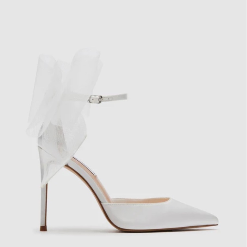 White satin Steve Madden heels